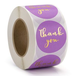 1.5'' thank you stickers, adhesive gold font thank you stickers labels, round small business stickers, ideal for bakery, boutiques,retailers & small business owners, 500 labels per roll