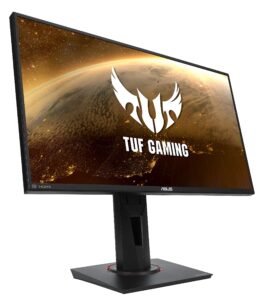 asus tuf gaming vg259qr 24.5” gaming monitor, 1080p full hd, 165hz (supports 144hz), 1ms, extreme low motion blur, g-sync ready, eye care, displayport hdmi, shadow boost, height adjustable,black
