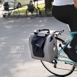 Vincita Jess Bicycle Insulated Grocery Pannier - 24 L Cooler Bike Shopping Bag for Urban Commuter with Large Capacity, Handle, Big Zipper Opening and Reflective Spots