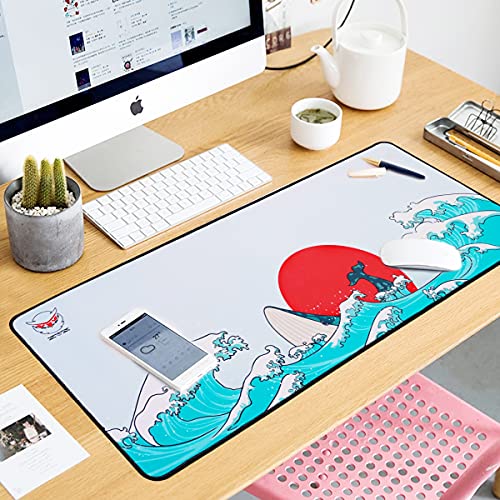 Custom Keycaps and Gaming Mouse Pad Set, Upgrade OEM Profile Dye Sublimation Keycap Set & Large Mouse Pad, Desk Mat, Keyboard Pad(27.6''x11.8'') Kit for Windows PC Gamer (Coral Sea)