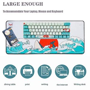 Custom Keycaps and Gaming Mouse Pad Set, Upgrade OEM Profile Dye Sublimation Keycap Set & Large Mouse Pad, Desk Mat, Keyboard Pad(27.6''x11.8'') Kit for Windows PC Gamer (Coral Sea)