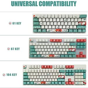 Custom Keycaps and Gaming Mouse Pad Set, Upgrade OEM Profile Dye Sublimation Keycap Set & Large Mouse Pad, Desk Mat, Keyboard Pad(27.6''x11.8'') Kit for Windows PC Gamer (Coral Sea)