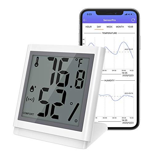 ORIA WirelessThermometer Hygrometer, Wireless Humidity Temperature Sensor, LCD Humidity Monitor with Data Storage, Free Data Export Temp Humidity Sensor for Home, House