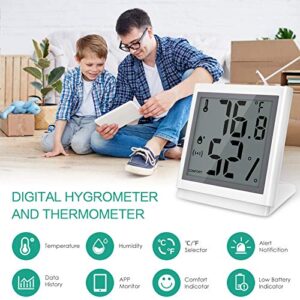 ORIA WirelessThermometer Hygrometer, Wireless Humidity Temperature Sensor, LCD Humidity Monitor with Data Storage, Free Data Export Temp Humidity Sensor for Home, House