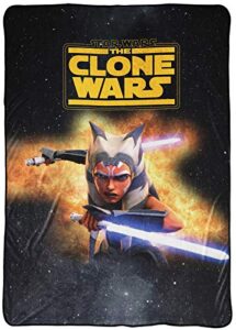 jay franco star wars clone wars fierce blanket - measures 62 x 90 inches, kids bedding features ahsoka tano - fade resistant super soft fleece