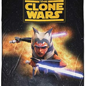 Jay Franco Star Wars Clone Wars Fierce Blanket - Measures 62 x 90 inches, Kids Bedding Features Ahsoka Tano - Fade Resistant Super Soft Fleece