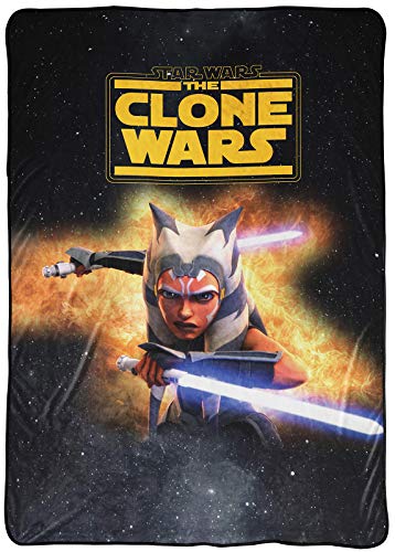 Jay Franco Star Wars Clone Wars Fierce Blanket - Measures 62 x 90 inches, Kids Bedding Features Ahsoka Tano - Fade Resistant Super Soft Fleece