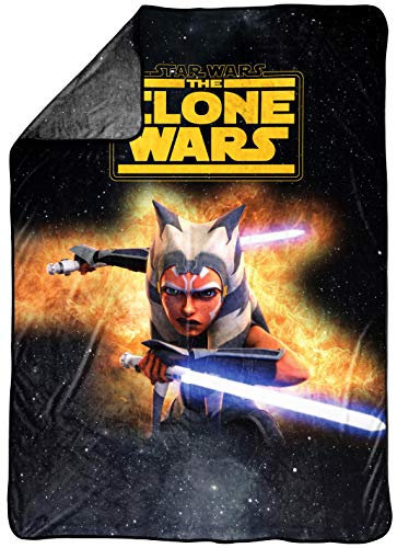 Jay Franco Star Wars Clone Wars Fierce Blanket - Measures 62 x 90 inches, Kids Bedding Features Ahsoka Tano - Fade Resistant Super Soft Fleece