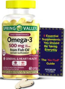 omega-3 fish oil softgels, 500 mg, dha, epa, 60 ct. + vitamin pouch and guide to supplements