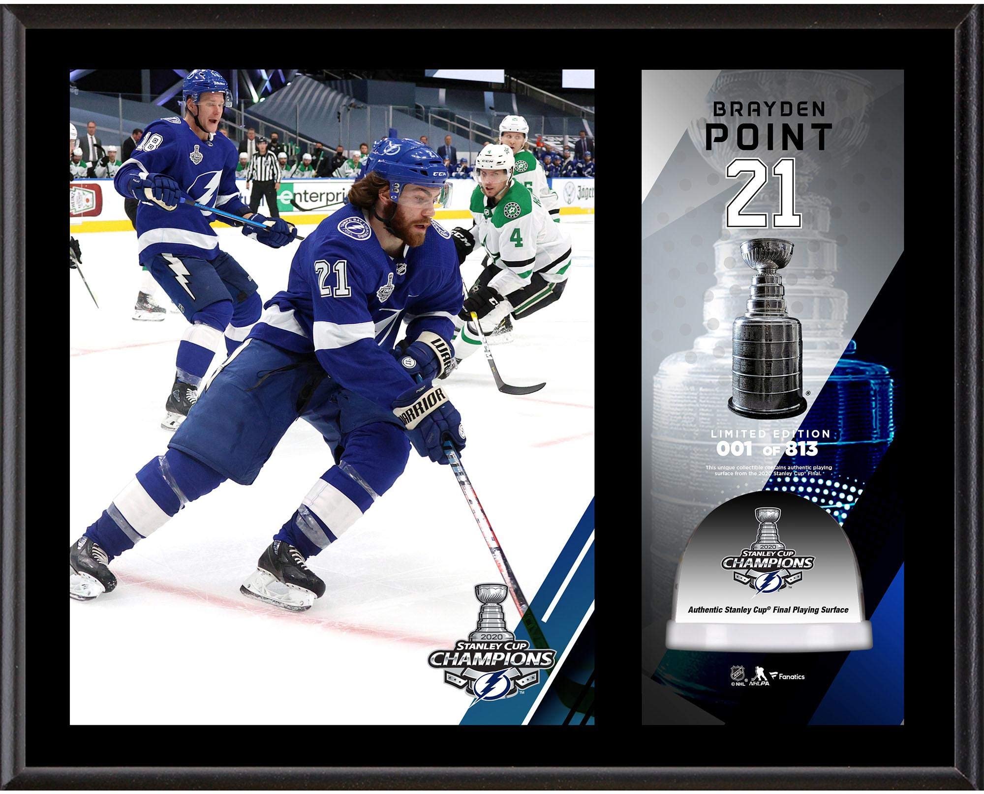 Brayden Point Tampa Bay Lightning 2020 Stanley Cup Champions 12'' x 15'' Sublimated Plaque with Game-Used Ice from the 2020 Stanley Cup Final - Limited Edition of 813 - NHL Game Used Ice Collages