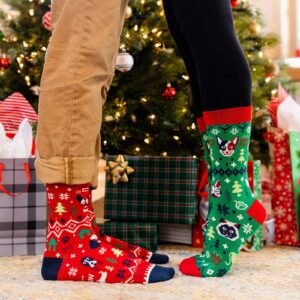 Lavley Funny Holiday Socks For Adults and Teens (Gifts For Christmas, Thanksgiving, Valentine's Day, Halloween) (US, Alpha, One Size, Regular, Regular, Xmas Cat)