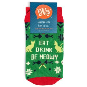 Lavley Funny Holiday Socks For Adults and Teens (Gifts For Christmas, Thanksgiving, Valentine's Day, Halloween) (US, Alpha, One Size, Regular, Regular, Xmas Cat)