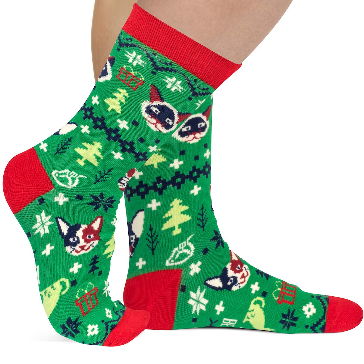 Lavley Funny Holiday Socks For Adults and Teens (Gifts For Christmas, Thanksgiving, Valentine's Day, Halloween) (US, Alpha, One Size, Regular, Regular, Xmas Cat)