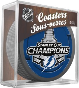 tampa bay lightning unsigned inglasco 2020 stanley cup champions 4-puck coaster set - nhl unsigned miscellaneous