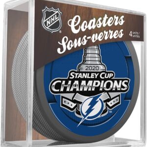 Tampa Bay Lightning Unsigned Inglasco 2020 Stanley Cup Champions 4-Puck Coaster Set - NHL Unsigned Miscellaneous