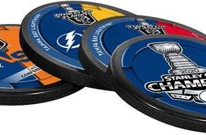 Tampa Bay Lightning Unsigned Inglasco 2020 Stanley Cup Champions 4-Puck Coaster Set - NHL Unsigned Miscellaneous