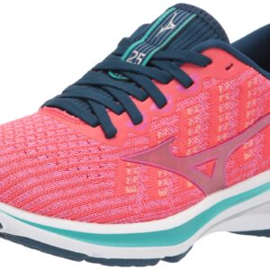 Mizuno Women's Wave Rider 25 WAVEKNIT™ | neutral Support Running Shoe |Eco Friendly Materials | Waveknit- Cayenne/Phlox Pink | US 8.5