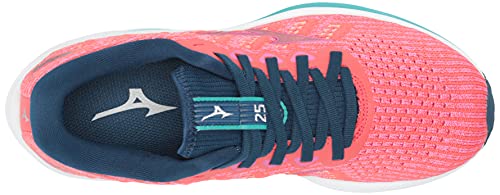 Mizuno Women's Wave Rider 25 WAVEKNIT™ | neutral Support Running Shoe |Eco Friendly Materials | Waveknit- Cayenne/Phlox Pink | US 8.5