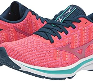 Mizuno Women's Wave Rider 25 WAVEKNIT™ | neutral Support Running Shoe |Eco Friendly Materials | Waveknit- Cayenne/Phlox Pink | US 8.5