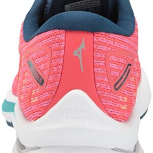 Mizuno Women's Wave Rider 25 WAVEKNIT™ | neutral Support Running Shoe |Eco Friendly Materials | Waveknit- Cayenne/Phlox Pink | US 8.5