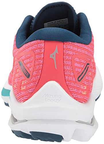 Mizuno Women's Wave Rider 25 WAVEKNIT™ | neutral Support Running Shoe |Eco Friendly Materials | Waveknit- Cayenne/Phlox Pink | US 8.5