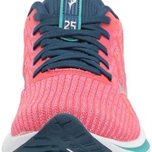 Mizuno Women's Wave Rider 25 WAVEKNIT™ | neutral Support Running Shoe |Eco Friendly Materials | Waveknit- Cayenne/Phlox Pink | US 8.5