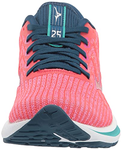 Mizuno Women's Wave Rider 25 WAVEKNIT™ | neutral Support Running Shoe |Eco Friendly Materials | Waveknit- Cayenne/Phlox Pink | US 8.5