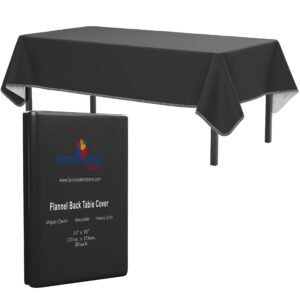 black vinyl tablecloths - 54 in. x 70 in. - pack of 1 rectangle tablecloth - black flannel backed vinyl tablecloths for rectangle tables - plastic table cloths with flannel backing - waterproof