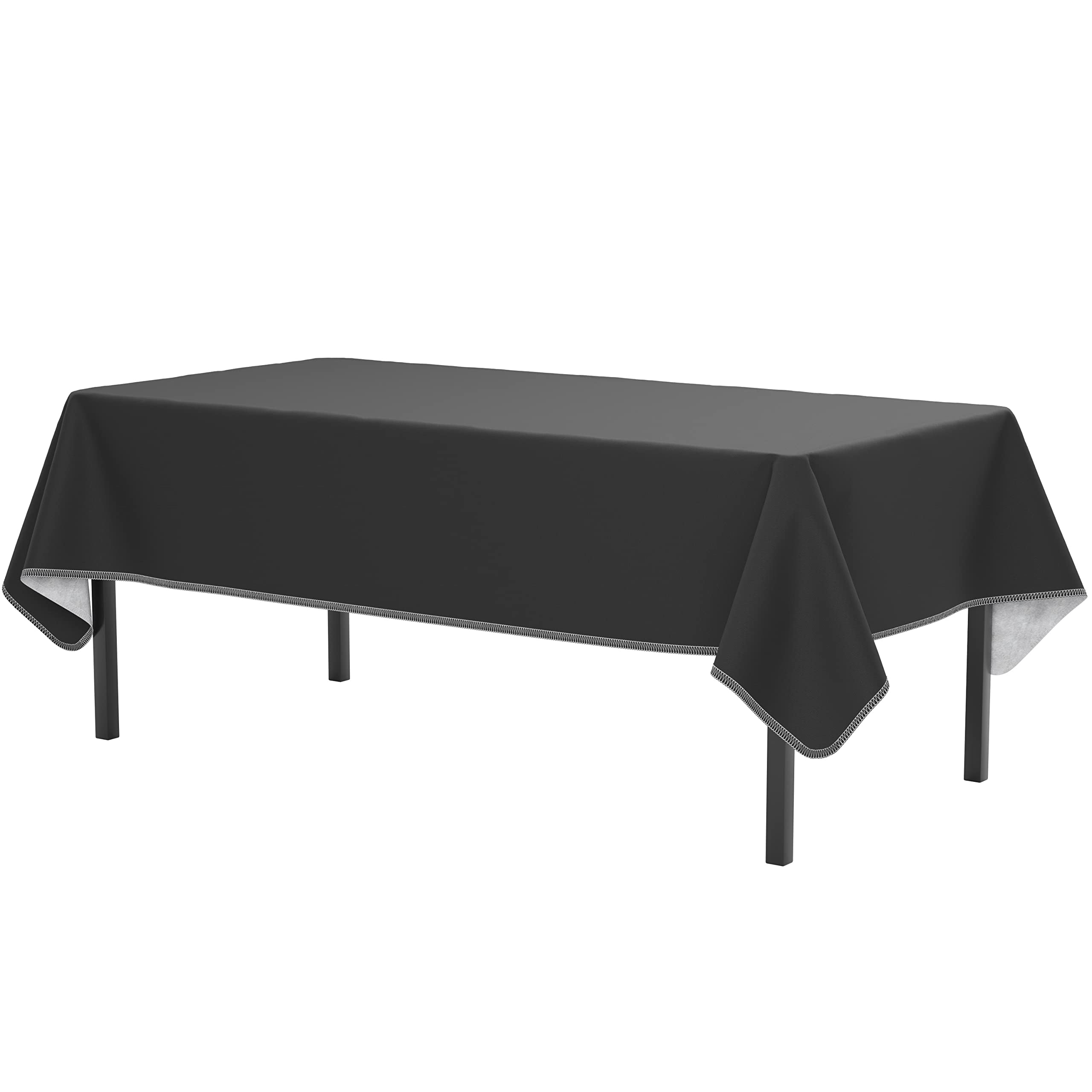 Black Vinyl Tablecloths - 54 In. x 70 In. - Pack Of 1 Rectangle Tablecloth - Black Flannel Backed Vinyl Tablecloths For Rectangle Tables - Plastic Table Cloths With Flannel Backing - Waterproof