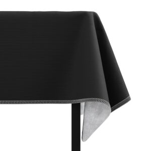 Black Vinyl Tablecloths - 54 In. x 70 In. - Pack Of 1 Rectangle Tablecloth - Black Flannel Backed Vinyl Tablecloths For Rectangle Tables - Plastic Table Cloths With Flannel Backing - Waterproof