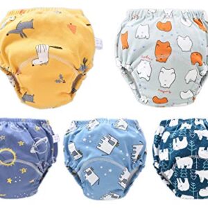 Ctskyte Baby Boys' Girls 5 Pack Toddler Potty Padded Pure Cotton Pee Training Underpants Waterproof Underwears 100 Yellow Animal Star Bear Elephant