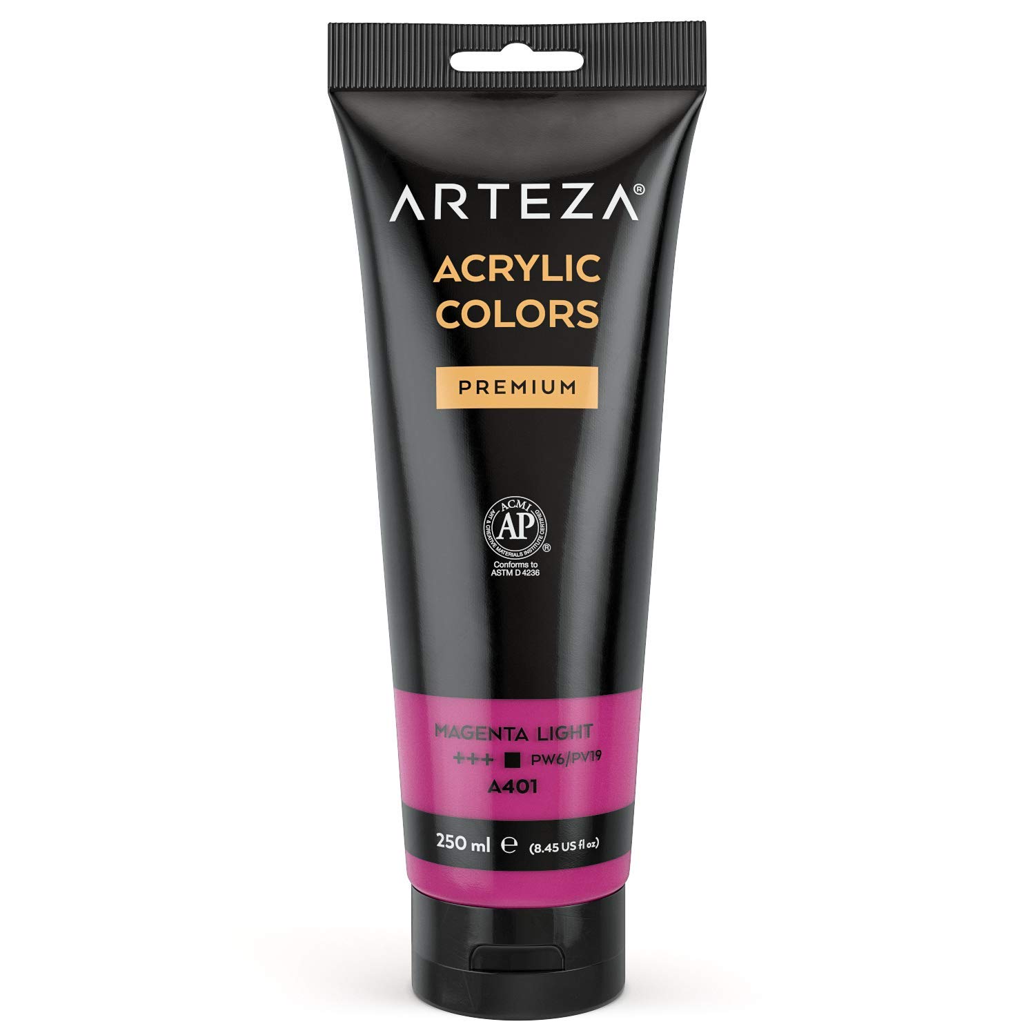 ARTEZA Acrylic Paint, Magenta Light Color 8.45 oz/250 ml Tube, Rich Pigment, Non Fading, Non Toxic, Single Color Paint for Artists & Hobby Painters