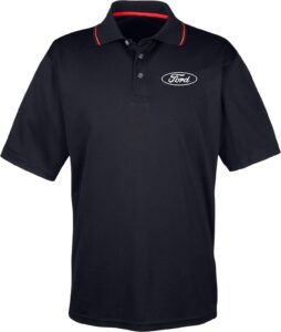 white ford oval crest chest print two tone polo shirt, black 6xl