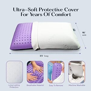 Sutera - Cooling Lavender Zen Memory Foam Pillow for Sleeping - Essential Lavender Oil Infused, Cooling Pillow with Neck, Shoulder and Back Support - Relaxing for Side, Back, Stomach Sleepers