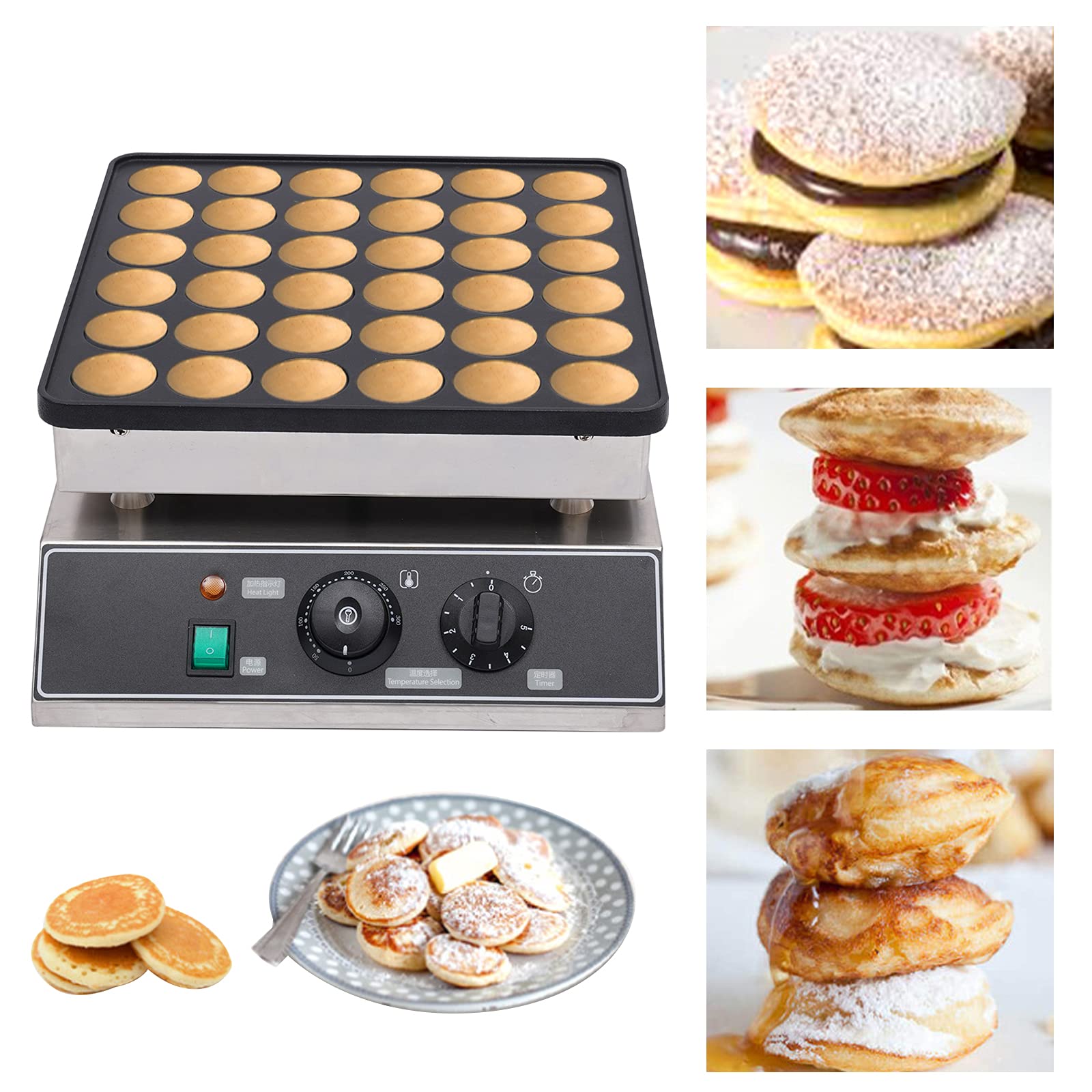 Electric Pancake Maker 36 Holes Cake Pan and Waffle Iron Waffle Maker Machine for Making Breakfast Lunch & Snacks with Easy Clean, Non-Stick