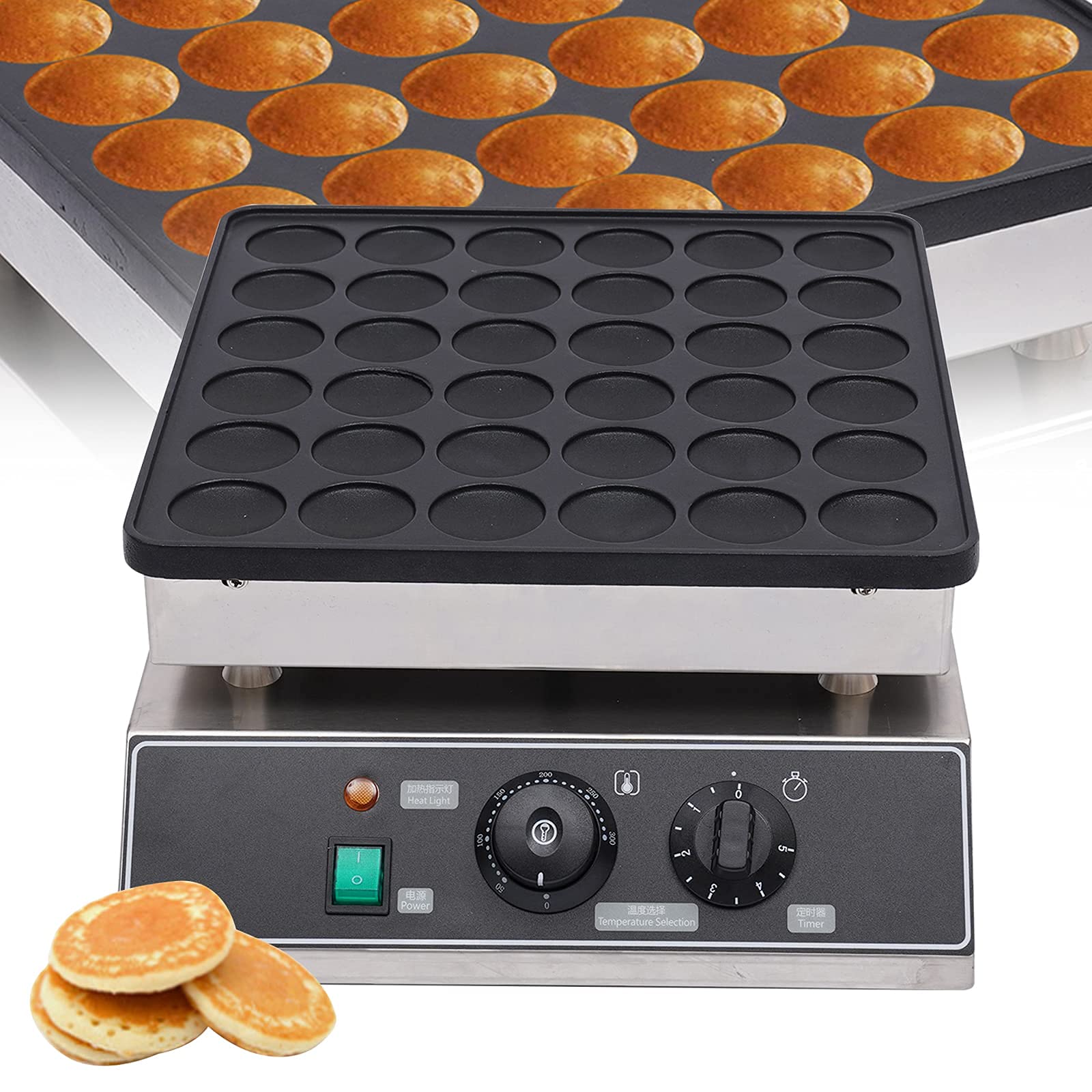 Electric Pancake Maker 36 Holes Cake Pan and Waffle Iron Waffle Maker Machine for Making Breakfast Lunch & Snacks with Easy Clean, Non-Stick