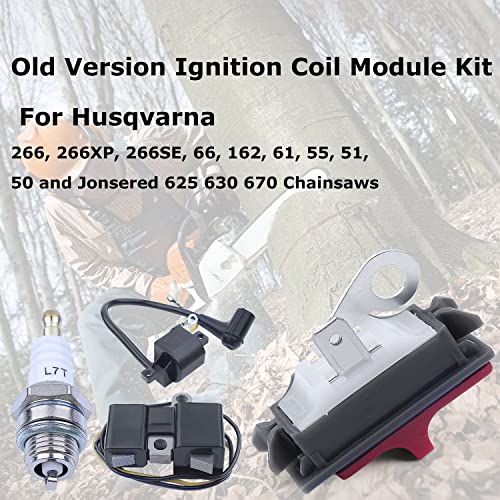 Mtanlo Ignition Coil Module Kit for Husqvarna 266XP 266SE 51 55 61 66 162 266 Jonsered 630 670 Chainsaw 501546201 501517201 501516201 501617201