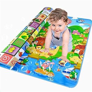 play mat for baby,baby care play mat foam floor gym,foldable non- bpa non-toxic non-slip baby playmat thick extra large reversible waterproof crawling mat portable toddlers kids (animal, large)