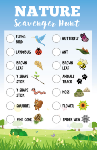 outdoor scavenger hunt printable hiking kid activity instant download camping outdoors kid game