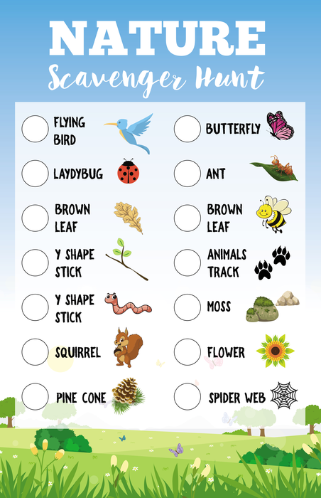 Outdoor Scavenger Hunt Printable Hiking Kid Activity Instant Download Camping Outdoors Kid Game