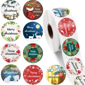 outus 1000 pieces christmas stickers for envelopes 1.38", 9 designs round merry christmas label stickers christmas envelope seal self adhesive holiday stickers for cards gift party(cute)