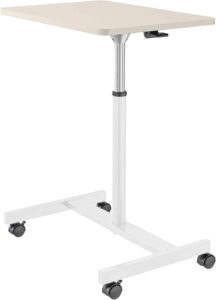 c/n height adjustable laptop desk mobile standing desk multi-function home office moveable desk with wheels white