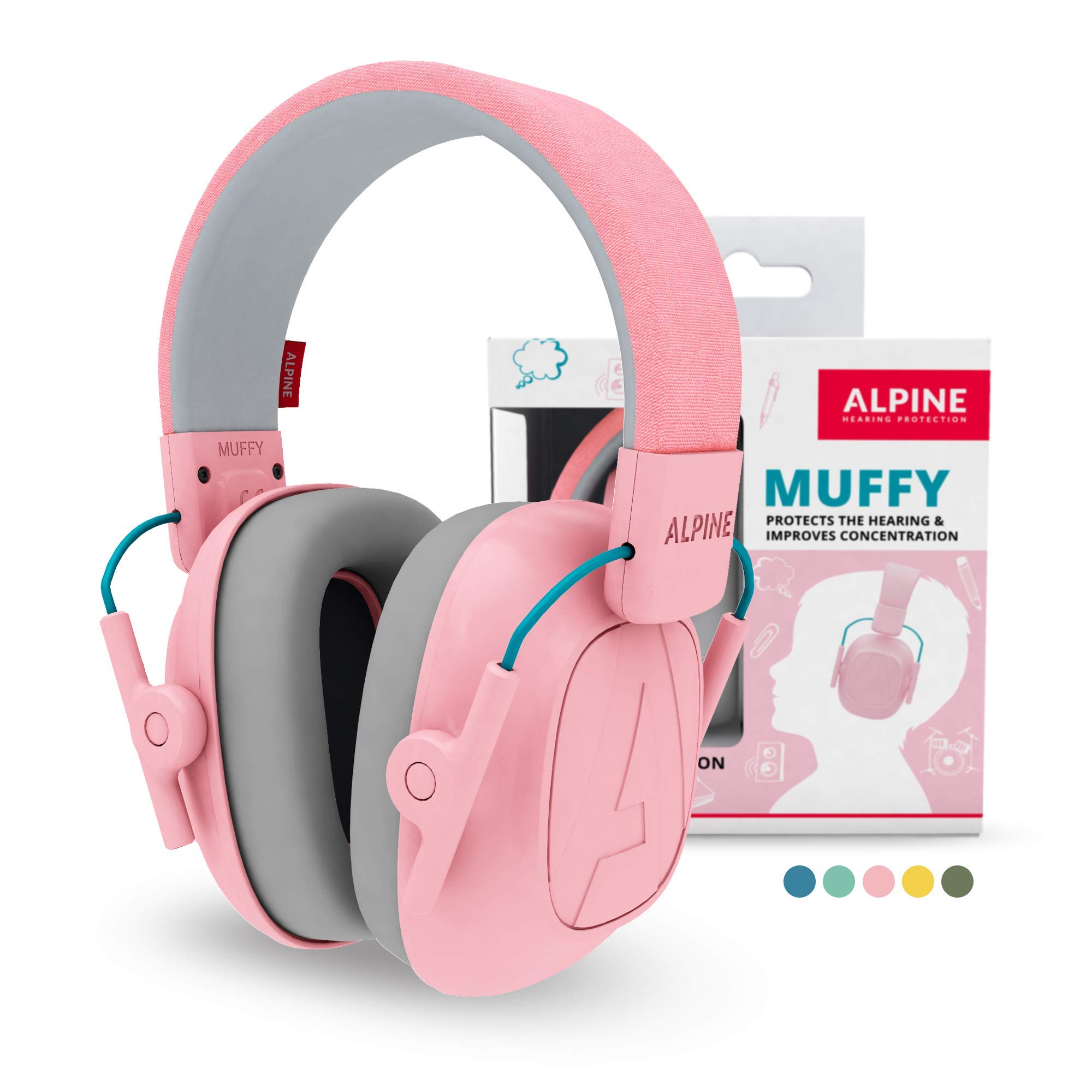 Alpine Muffy Kids - Noise Cancelling Headphones for Kids - CE & ANSI Certified - 25dB - Sensory & Concentration Aid - Pink