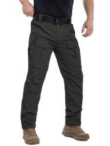 navekull men's outdoor tactical pants rip stop lightweight waterproof military combat cargo work hiking pants black