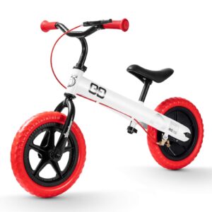 haptoo balance bike 12'' for 3-7 years old, toddler balance bike with adjustable seat and handlebar, best birthday gift for boys and girls (white)