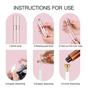 Tekson Travel Perfume Atomizer Refillable 8ml (5 PCS), Travel Cologne Sprayer Mini, Perfume Bottle Empty Small (5 Colors)