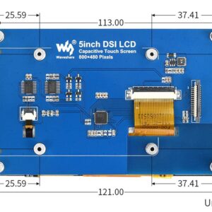 Coolwell Waveshae 5inch Capacitive Touch Display for Raspberry Pi Series and CM3/3+, 800×480, DSI Interface Up to 5-Points Touch