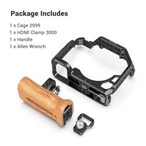 SMALLRIG Camera Cage Kit Professional Kit for Sony Alpha 7S III / A7S III / A7S3 with HDMI Cable Clamp and Wooden Side Handle - 3008