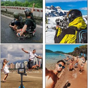 Mini Selfie Stick Tripod Kit 2-in-1, Compatible with GoPro AKASO Insta360 DJI Osmo Action Camera and Smartphones, 1/4 inch Screw Fixed, with 3-Level Telescopic Function Tripod（Black）