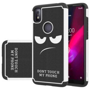 leegu for t-mobile revvl 4 case 6.22 inch, shock absorption dual layer heavy duty protective silicone plastic cover rugged phone cases for tmobile revvl 4 - don't touch my phone